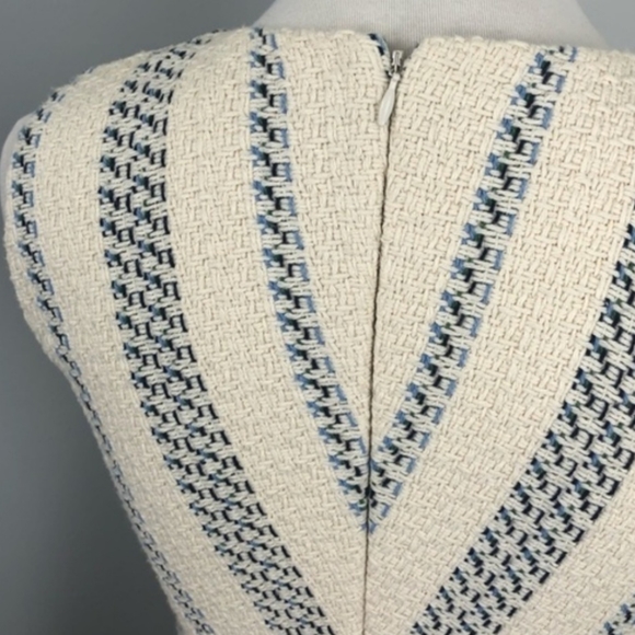 TORY BURCH STACEY STRIPE TWEED A-LINE DRESS CELESTE/VERDE CROSSHATCH $425 - Picture 13 of 16